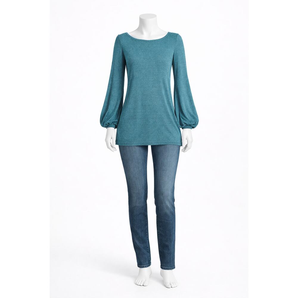 Michael Stars Blue Long Sleeve Top Women’s OSFM Boho Casual Stretch Blouse